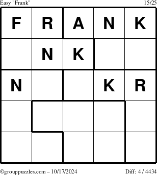 The grouppuzzles.com Easy Frank puzzle for Thursday October 17, 2024