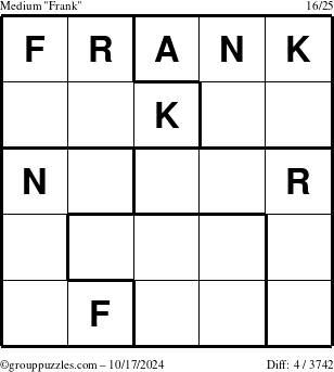 The grouppuzzles.com Medium Frank puzzle for Thursday October 17, 2024