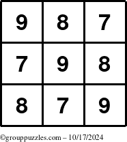 The grouppuzzles.com Answer grid for the TicTac-789 puzzle for Thursday October 17, 2024