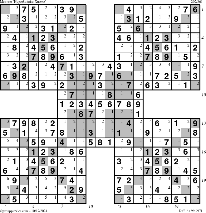 The grouppuzzles.com Medium cover-HyperXtreme puzzle for Thursday October 17, 2024 with all 6 steps marked