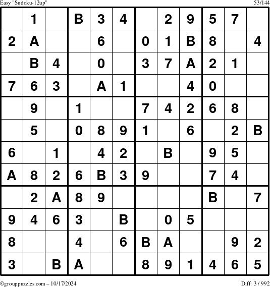 The grouppuzzles.com Easy Sudoku-12up puzzle for Thursday October 17, 2024