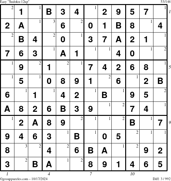 The grouppuzzles.com Easy Sudoku-12up puzzle for Thursday October 17, 2024 with all 3 steps marked