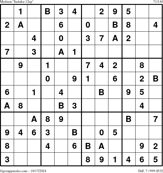 The grouppuzzles.com Medium Sudoku-12up puzzle for Thursday October 17, 2024