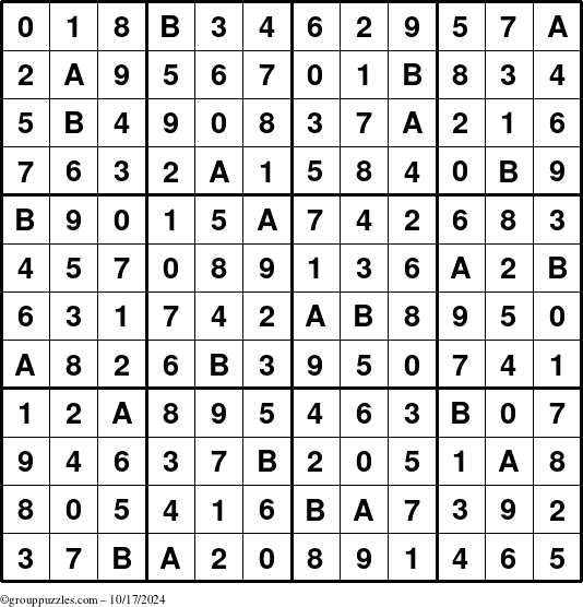 The grouppuzzles.com Answer grid for the Sudoku-12up puzzle for Thursday October 17, 2024