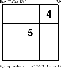 The grouppuzzles.com Easy TicTac-456 puzzle for Friday February 27, 2026