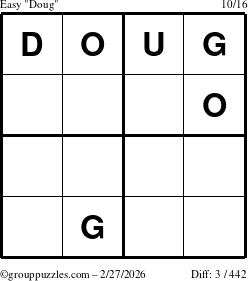The grouppuzzles.com Easy Doug puzzle for Friday February 27, 2026