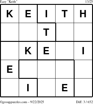 The grouppuzzles.com Easy Keith puzzle for Monday September 22, 2025