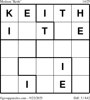 The grouppuzzles.com Medium Keith puzzle for Monday September 22, 2025