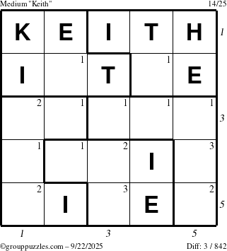 The grouppuzzles.com Medium Keith puzzle for Monday September 22, 2025 with all 3 steps marked