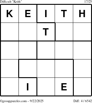 The grouppuzzles.com Difficult Keith puzzle for Monday September 22, 2025