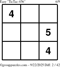 The grouppuzzles.com Easy TicTac-456 puzzle for Monday September 22, 2025
