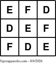 The grouppuzzles.com Answer grid for the TicTac-DEF puzzle for Tuesday August 4, 2026