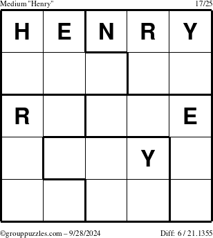 The grouppuzzles.com Medium Henry puzzle for Saturday September 28, 2024