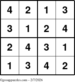 The grouppuzzles.com Answer grid for the Sudoku-4 puzzle for Saturday February 7, 2026