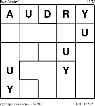 The grouppuzzles.com Easy Audry puzzle for Saturday February 7, 2026