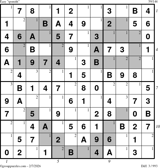 The grouppuzzles.com Easy tpsmith puzzle for Saturday February 7, 2026 with all 3 steps marked