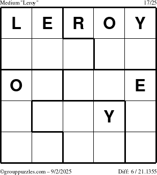 The grouppuzzles.com Medium Leroy puzzle for Tuesday September 2, 2025