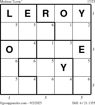 The grouppuzzles.com Medium Leroy puzzle for Tuesday September 2, 2025 with all 6 steps marked