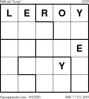 The grouppuzzles.com Difficult Leroy puzzle for Tuesday September 2, 2025