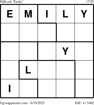 The grouppuzzles.com Difficult Emily puzzle for Sunday August 10, 2025