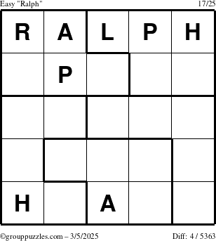 The grouppuzzles.com Easy Ralph puzzle for Wednesday March 5, 2025