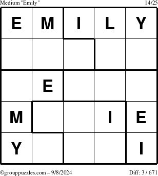 The grouppuzzles.com Medium Emily puzzle for Sunday September 8, 2024