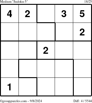 The grouppuzzles.com Medium Sudoku-5 puzzle for Sunday September 8, 2024