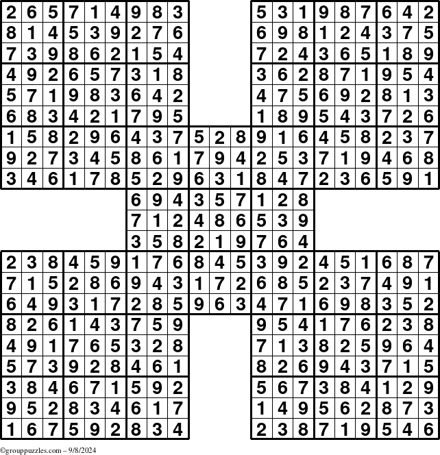 The grouppuzzles.com Answer grid for the Sudoku-by5 puzzle for Sunday September 8, 2024