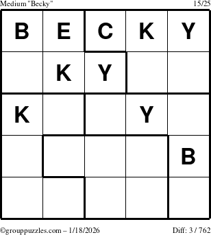 The grouppuzzles.com Medium Becky puzzle for Sunday January 18, 2026