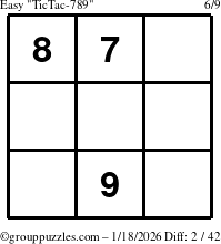 The grouppuzzles.com Easy TicTac-789 puzzle for Sunday January 18, 2026