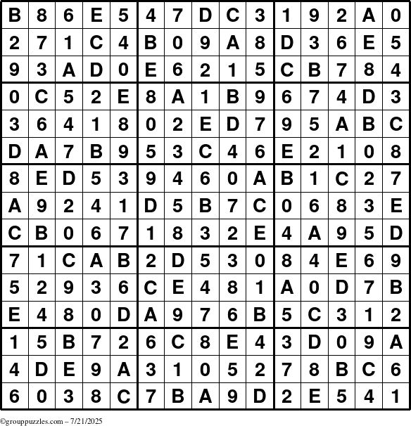 The grouppuzzles.com Answer grid for the Sudoku-15 puzzle for Monday July 21, 2025