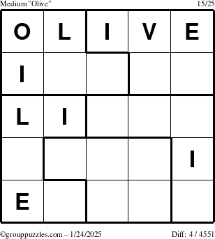 The grouppuzzles.com Medium Olive puzzle for Friday January 24, 2025