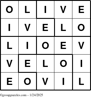 The grouppuzzles.com Answer grid for the Olive puzzle for Friday January 24, 2025