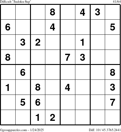 The grouppuzzles.com Difficult Sudoku-8up puzzle for Friday January 24, 2025