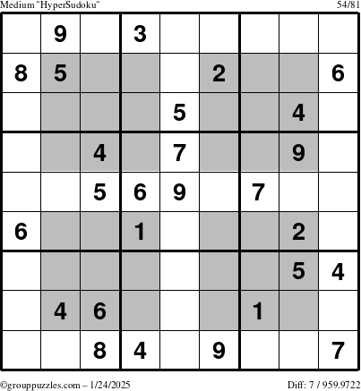 The grouppuzzles.com Medium HyperSudoku puzzle for Friday January 24, 2025