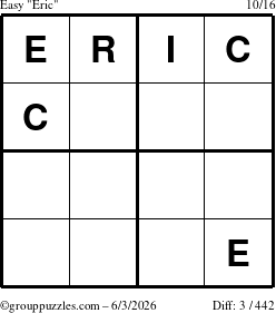 The grouppuzzles.com Easy Eric puzzle for Wednesday June 3, 2026