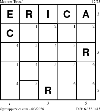 The grouppuzzles.com Medium Erica puzzle for Wednesday June 3, 2026 with all 6 steps marked