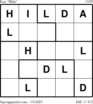 The grouppuzzles.com Easy Hilda puzzle for Wednesday January 1, 2025