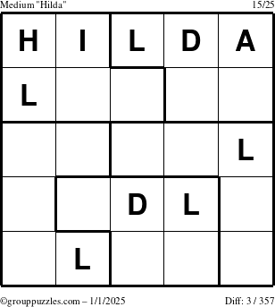 The grouppuzzles.com Medium Hilda puzzle for Wednesday January 1, 2025