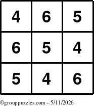 The grouppuzzles.com Answer grid for the TicTac-456 puzzle for Monday May 11, 2026