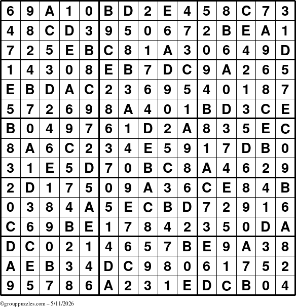 The grouppuzzles.com Answer grid for the Sudoku-15 puzzle for Monday May 11, 2026