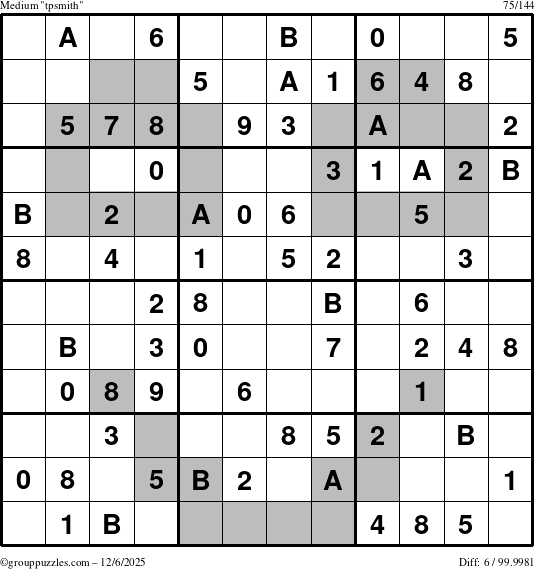 The grouppuzzles.com Medium tpsmith puzzle for Saturday December 6, 2025