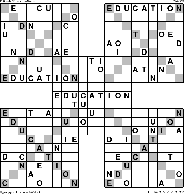 The grouppuzzles.com Difficult Education-Xtreme puzzle for Thursday July 4, 2024