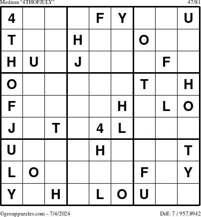 The grouppuzzles.com Medium 4THOFJULY-c1 puzzle for Thursday July 4, 2024