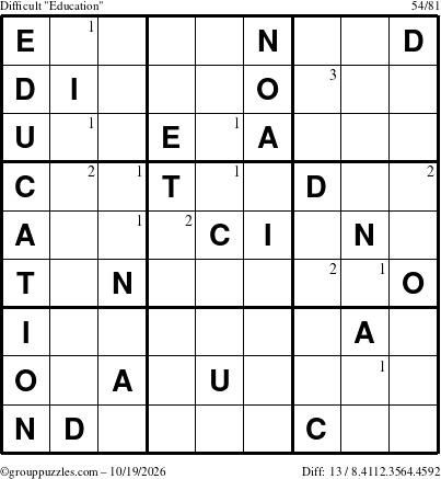 The grouppuzzles.com Difficult Education-c1 puzzle for Monday October 19, 2026 with the first 3 steps marked