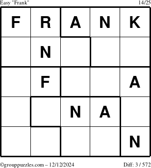 The grouppuzzles.com Easy Frank puzzle for Thursday December 12, 2024