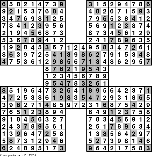 The grouppuzzles.com Answer grid for the cover-HyperXtreme puzzle for Thursday December 12, 2024