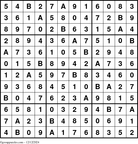 The grouppuzzles.com Answer grid for the Sudoku-12 puzzle for Thursday December 12, 2024