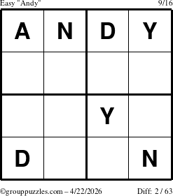 The grouppuzzles.com Easy Andy puzzle for Wednesday April 22, 2026