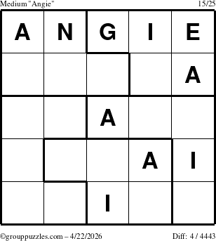 The grouppuzzles.com Medium Angie puzzle for Wednesday April 22, 2026